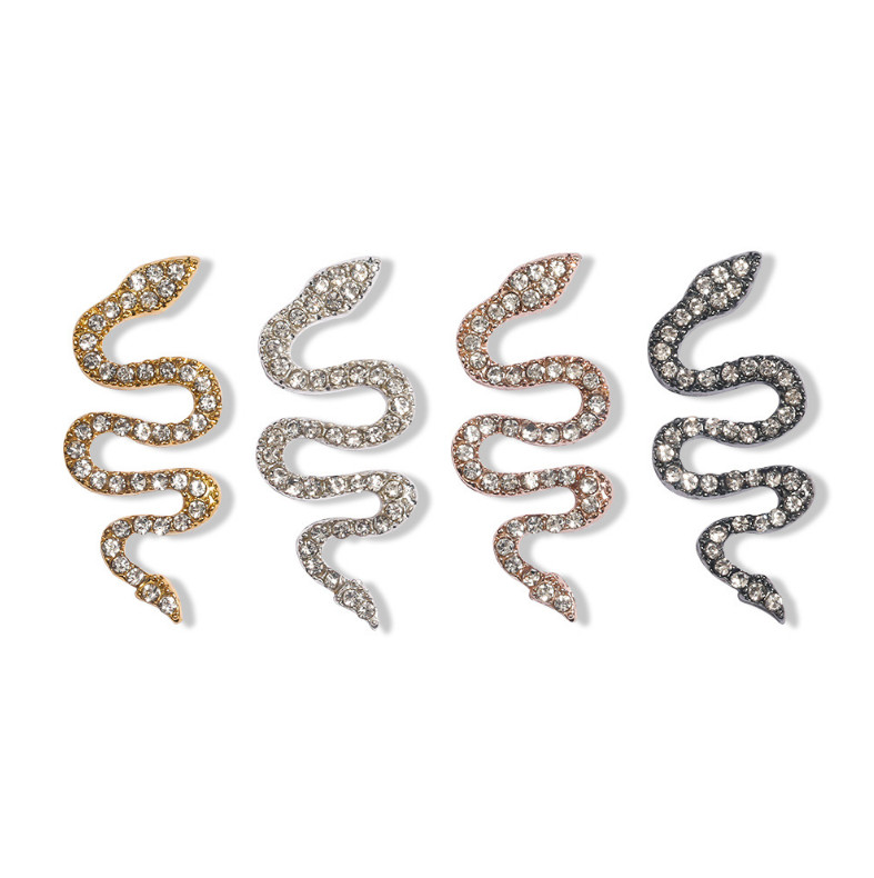 3D Glitter Rhinestones DIY Charm Alloy Snake Nail Art Decoration Manicure metal