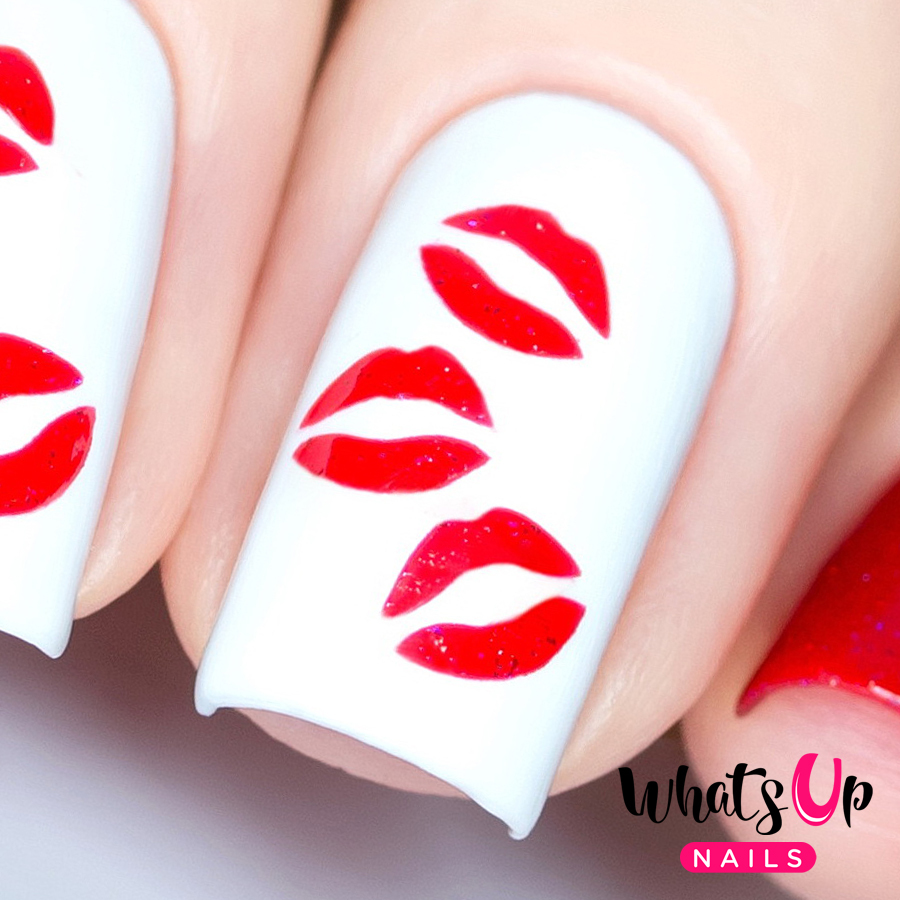 Kisses Stencils for Nails, Valentine’s Day Nail Stickers, Nail Art, Nail Vinyls