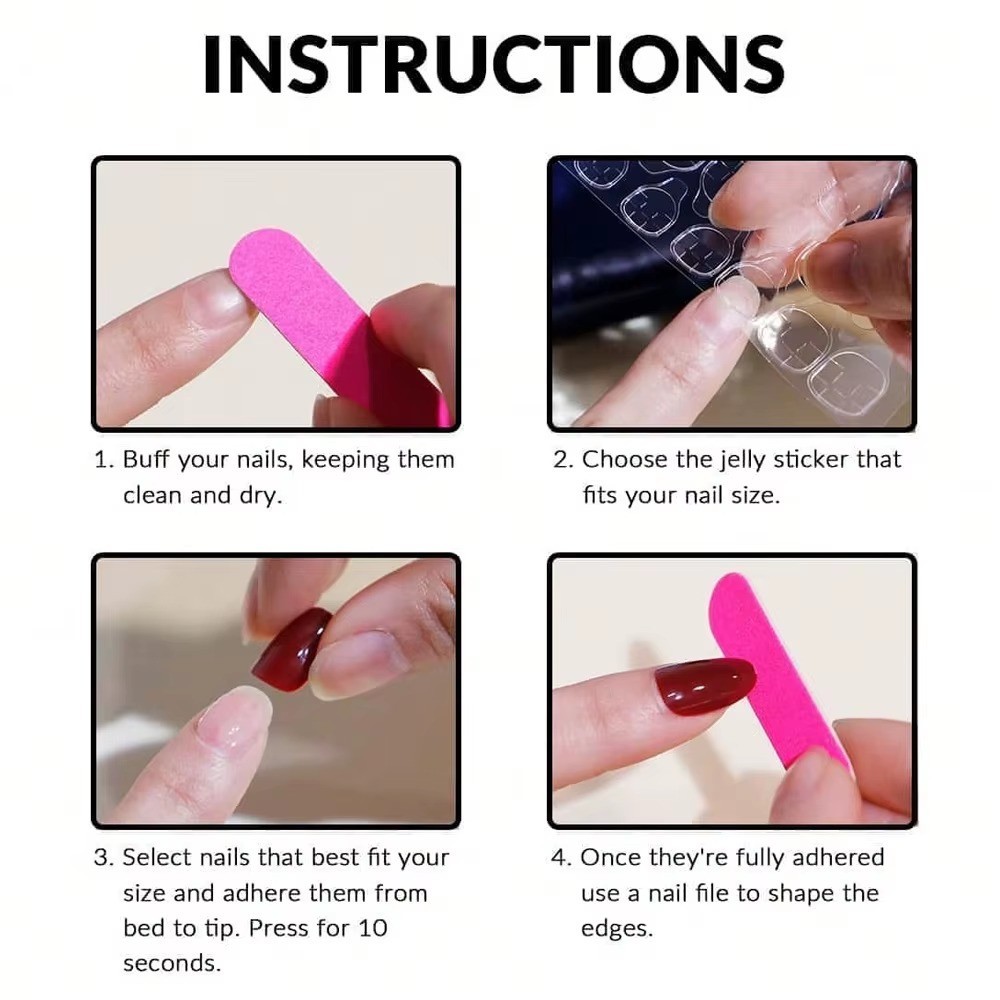 24pcs Glossy Pink Press-On Nails – Medium Square Full Cover Fake Nails