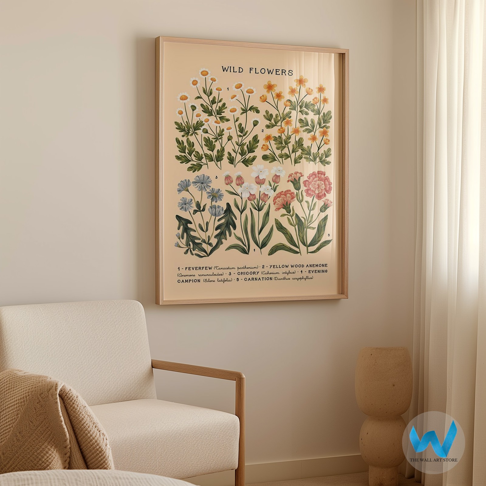 Wild Flowers Botanical Poster Wall Art – Nature Print Decor Home Decor