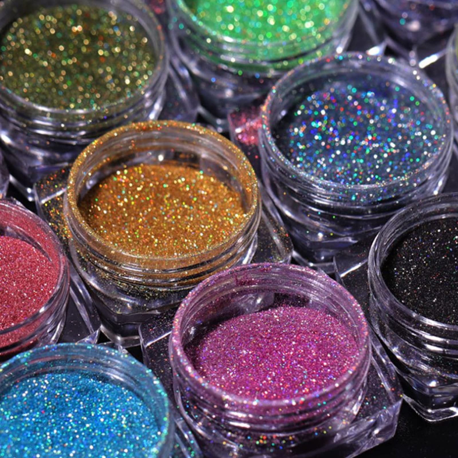 RsoeFlower 12 Color Nail Glitter Powder, Gold Sliver Metallic Nail Dust, Holo…