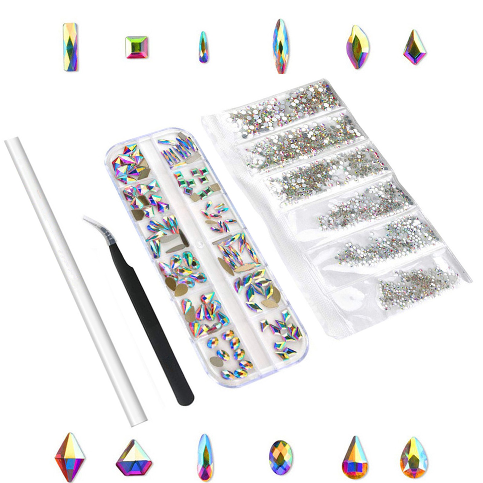 Mixed Size Nail Crystal Art Rhinestones Flatback Stones Nail Art Jewelry DIY M
