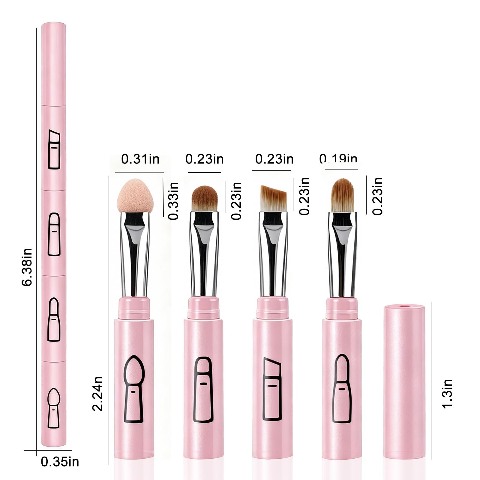 Pink Multi-Tasker 4-in-1 Travel Nail Brushes For Nails Art And Make Up, Acryl…
