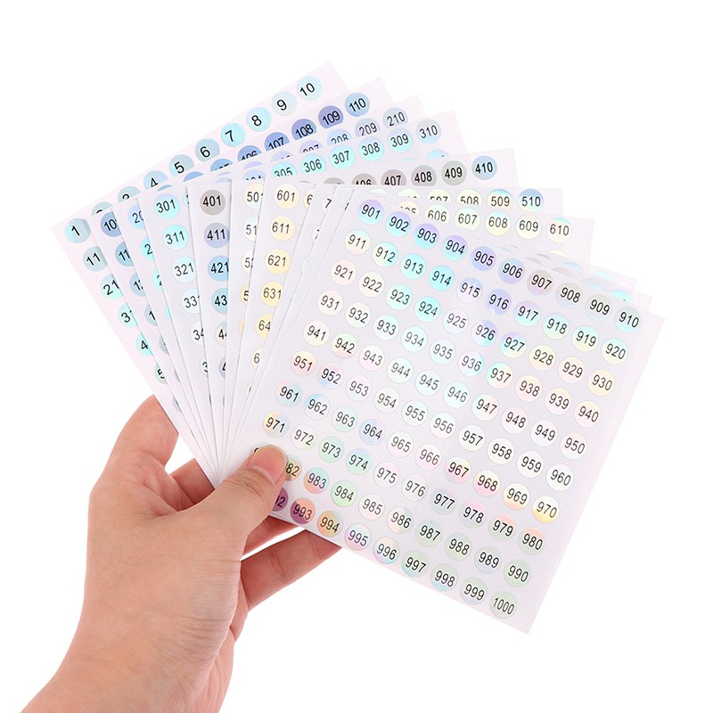 1-1000 Round Waterproof Nail Number Sticker Digital Label Self Adhesive Numbers