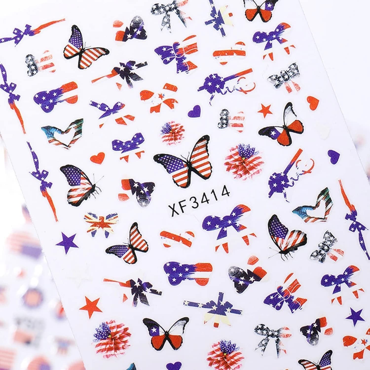 Celebrate Independence Day with 8 Cute 3D Nail Stickers – Red, White & Blue