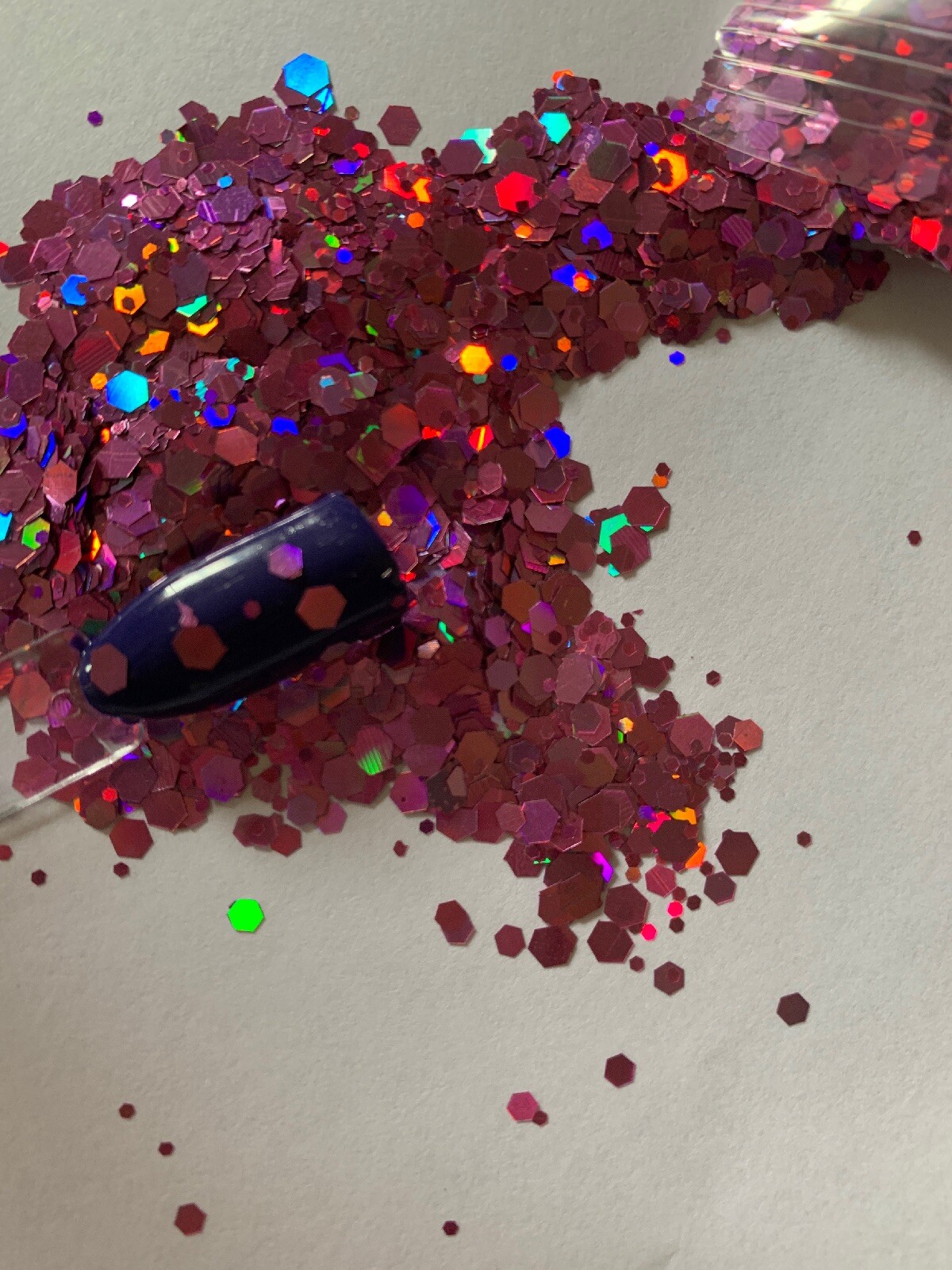 Holographic Pink Hexagon Nail Glitter Mixed Siz | 1 TSP | Gel Nail Art & Acrylic