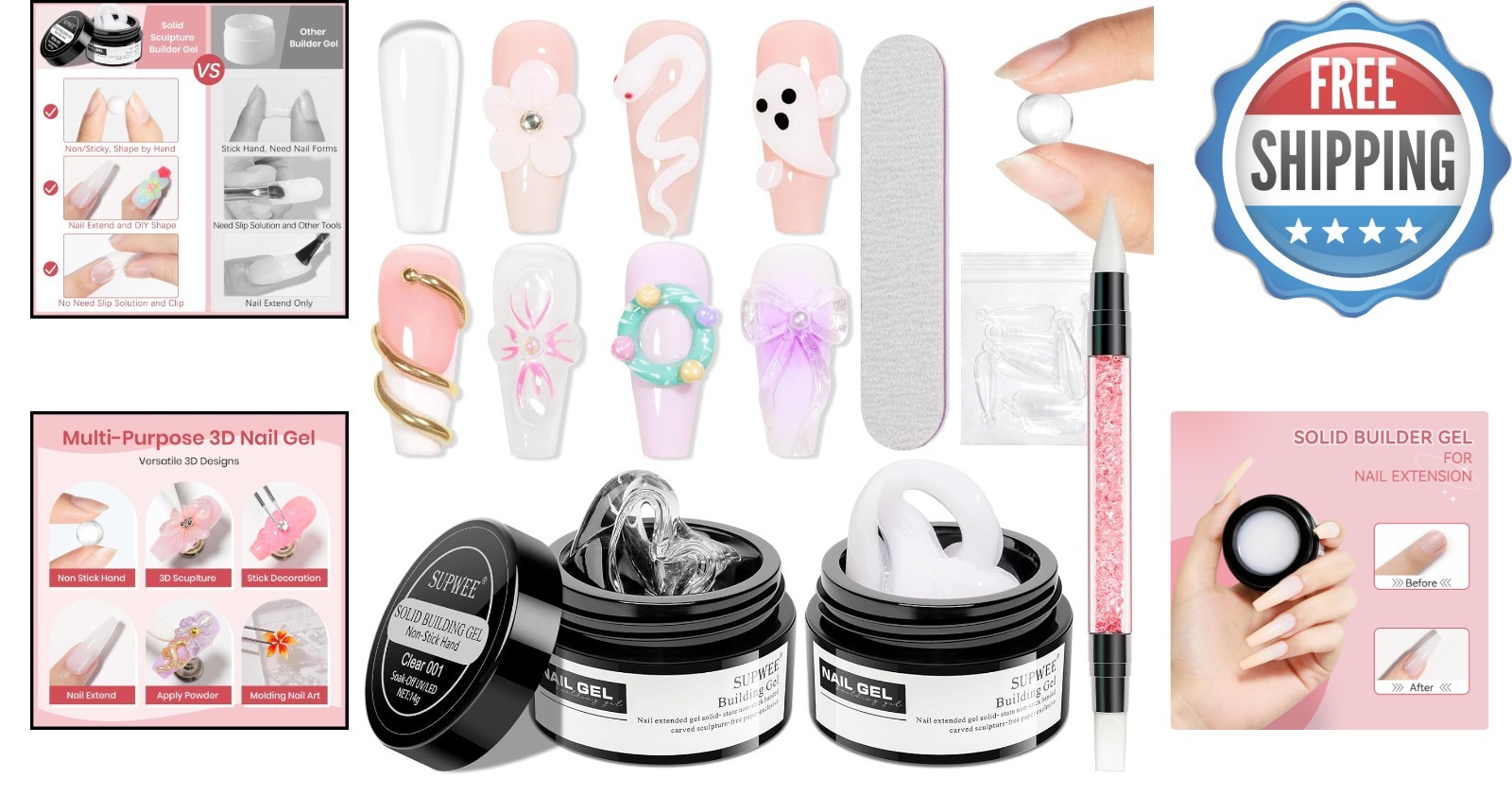 Multi-Purpose 3D Solid Builder Nail Gel – Create Stunning Art at Home with Ease