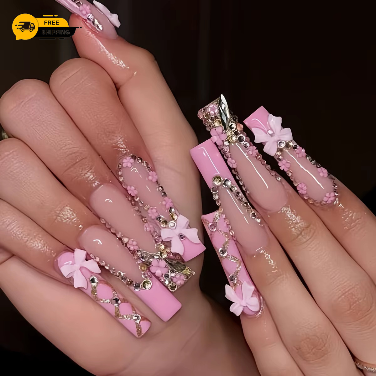 500PCS 3D Nail Art Decoration Kit with Resin Bows, Flat Back Pearls, and Assorte