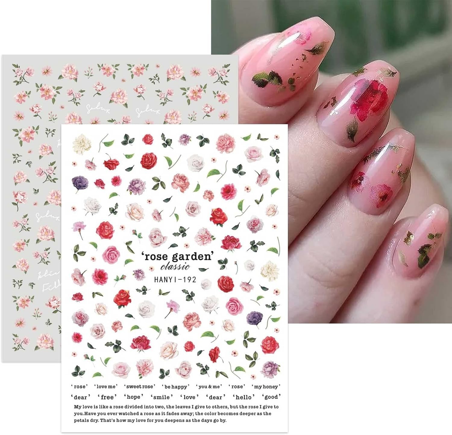10 Sheets Spring Flower Nail Art Stickers Decals Self-Adhesive Pegatinas Uñas…