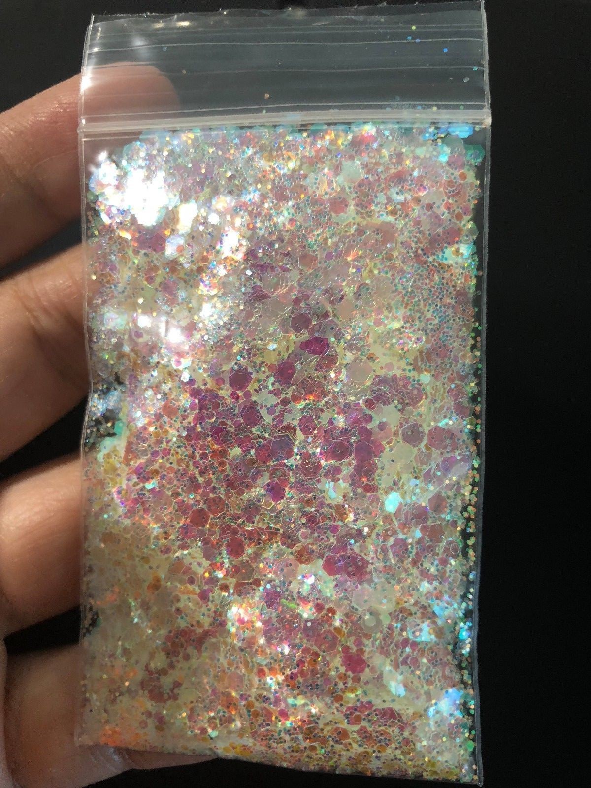 Highly Reflective MIXED SIZES HEXAGON-Solvent Resistant Nail Acrylic Glitter 25g