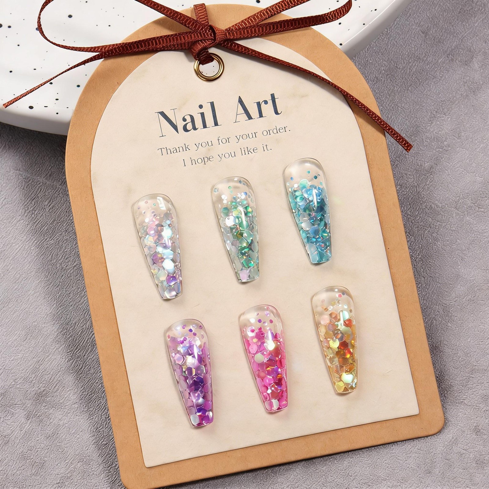 6-Color Hexagon Nail Sequins, Holographic Iridescent Glitter Flakes DIY Set