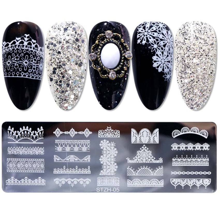 21 Types Lace Prints Metal Nail Stamping Plate Lace Print