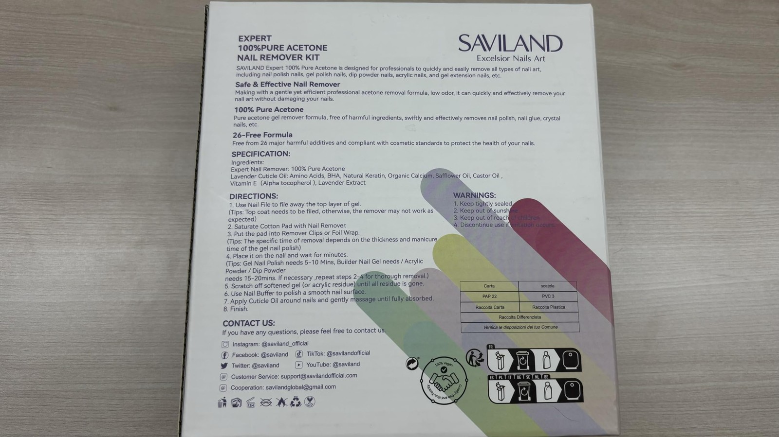 SAVILAND Pure 0.9 Fl Oz (Pack of 9), B-Acetone Nail Polish Remover Kit