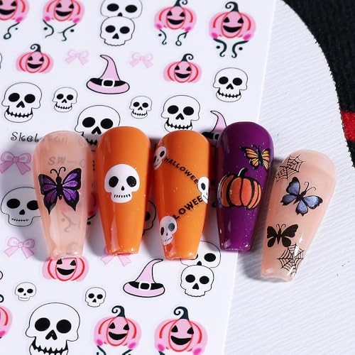 Halloween Nail Art Stickers Ghost Nail Decals 3D Horror Ghost Skull Spider W14