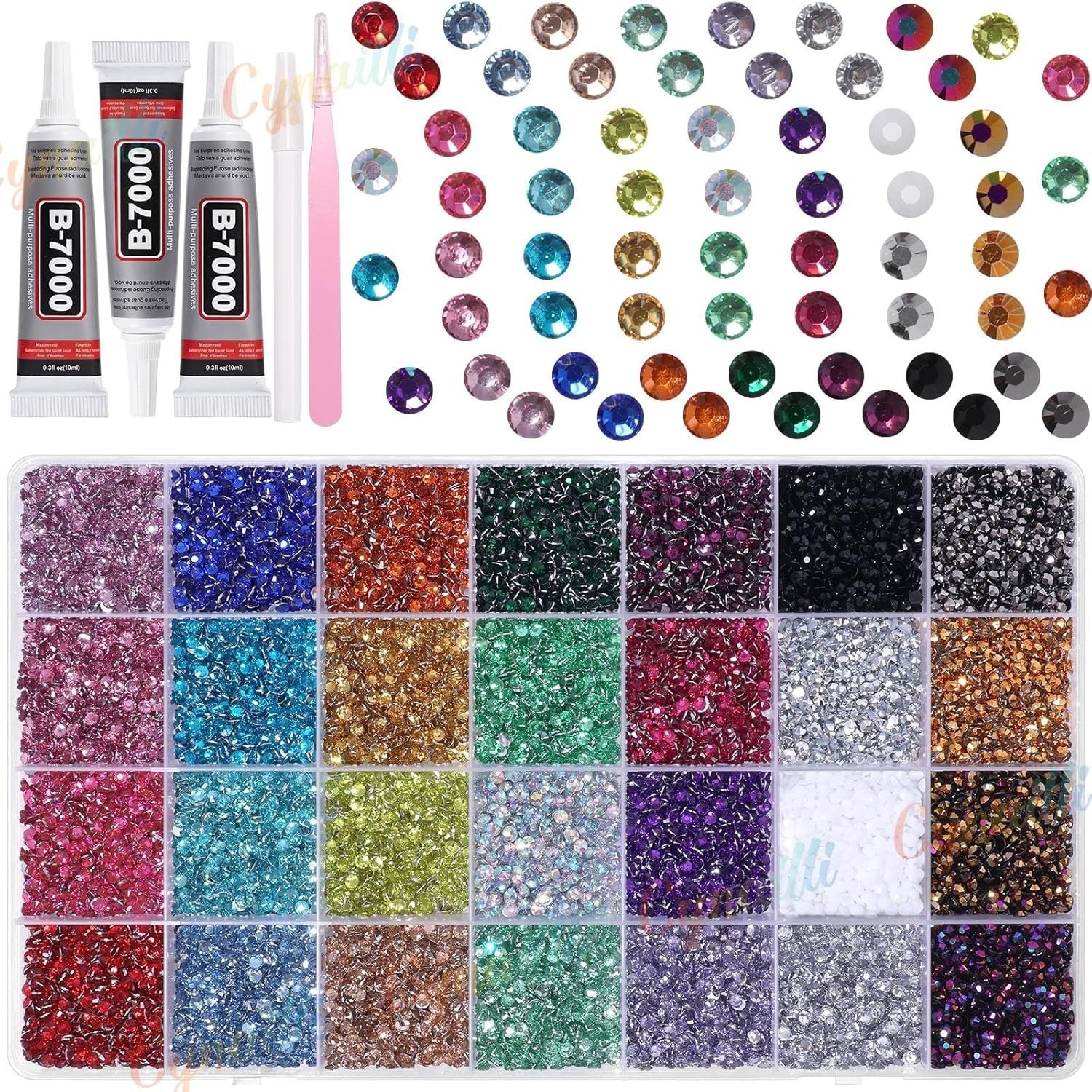32000Pcs Rhinestones for Bedazzling, 3mm Bedazzler Kit with Flatback Rhinesto…