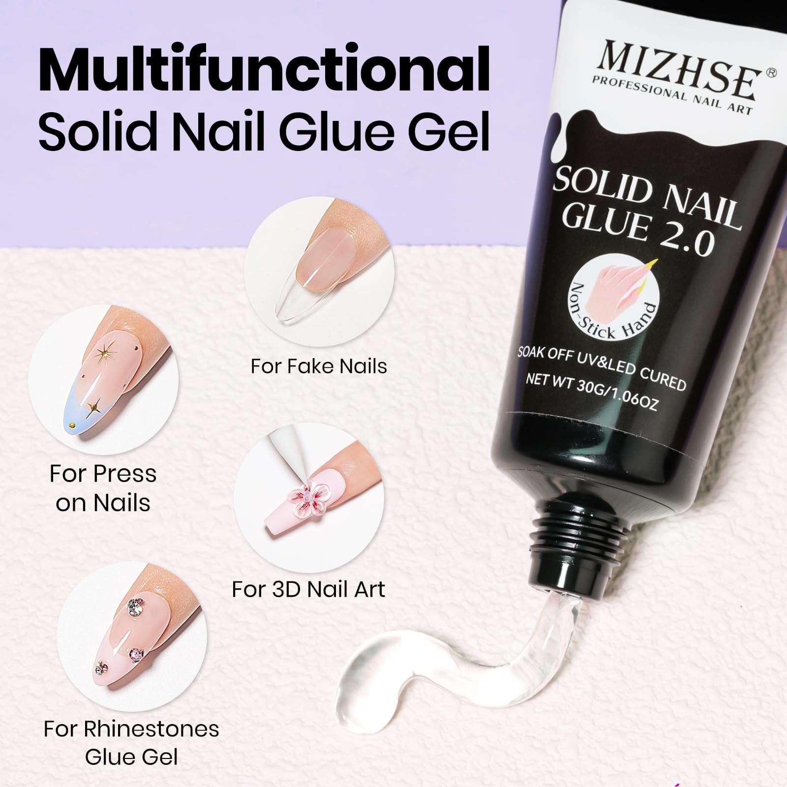 Solid Nail Glue, 30g Solid Nail Gel for Press on Nails, Super Strong Nail Gel…