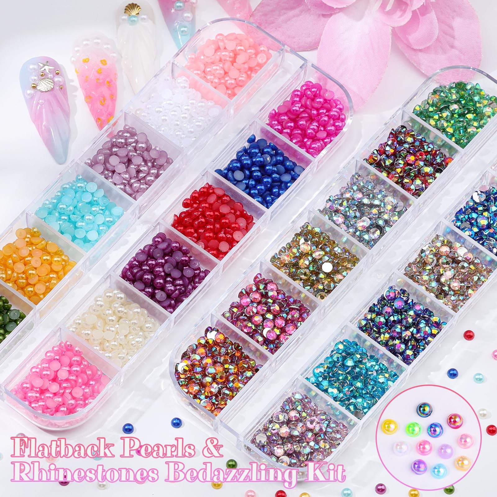 6 Boxes Resin Rhinestones for Bedazzling Kit, 3Mm Mixed-Color Jelly Clear AB Rhi