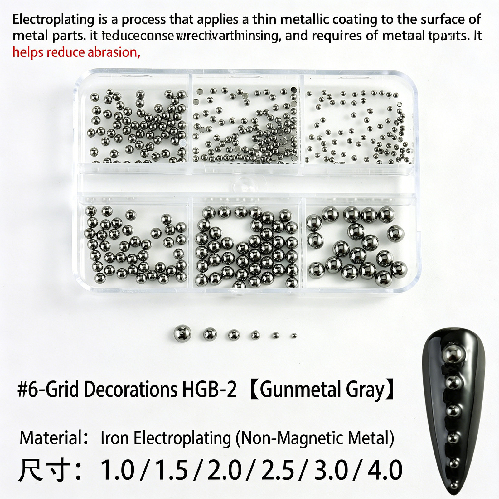 Nail Rivet Decorations, Semicircular Steel Beads, Gold & Silver Mixed Metal Pack