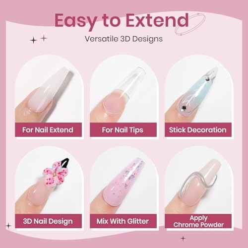 Clear Pink Solid Builder Gel for 3D Nail Art, Hard Gel for Extensions & DIY Mani