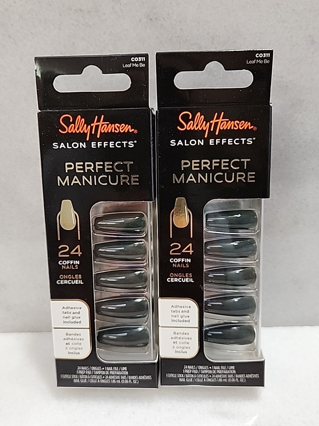 2-Sally Hansen Salon Effects Perfect Manicure Press on Nails. Leaf Me Be(green).