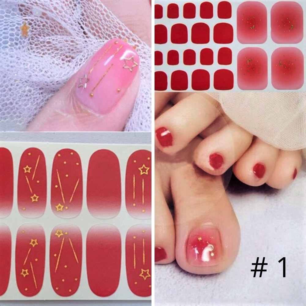 Premium Nail & Toe Nail Polish Strips Wraps Stickers. Pedicure Manicure Match.