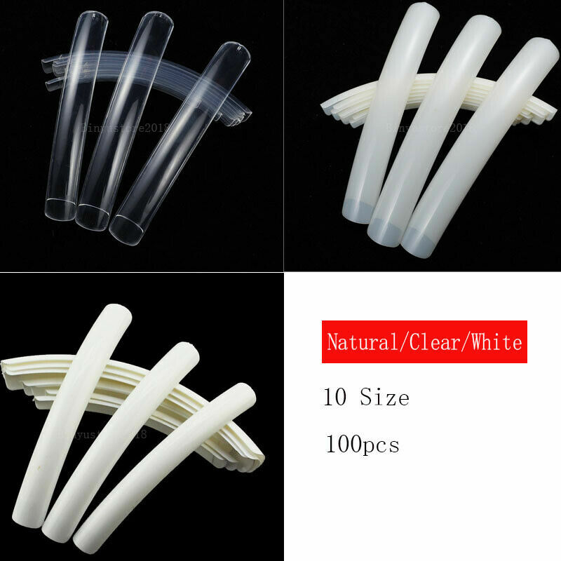 100Pcs Extra Long False Nail Art Tips Stiletto Pointy Square Curved Finger Nails