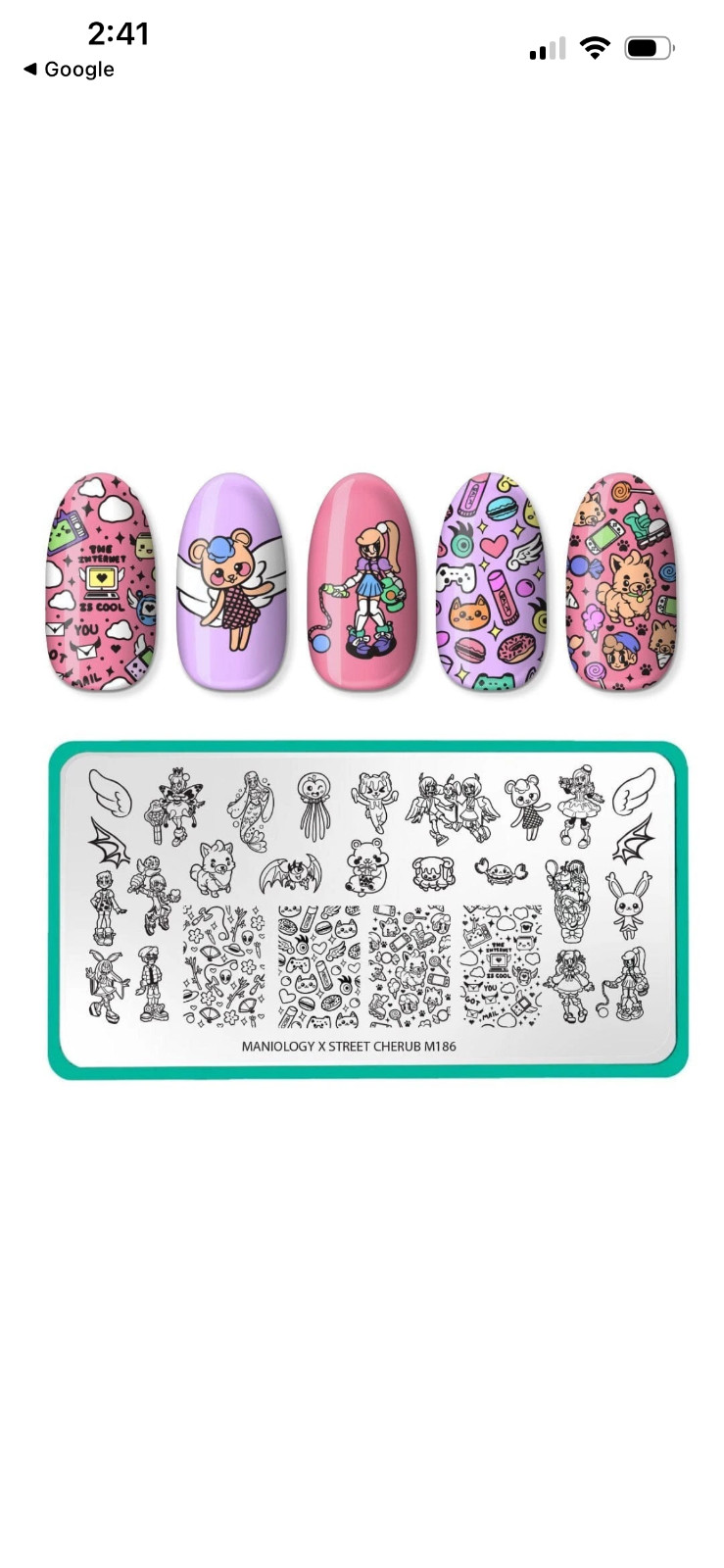 Maniology M186 X STREET CHERUB Nail Stamping Plate (discontinued, rare find)