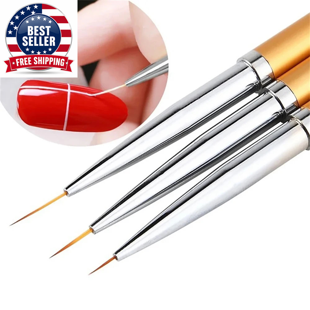 LINMANDA Metal round Top Nail Art Gel Extension Builder Painting Liner Brushes D