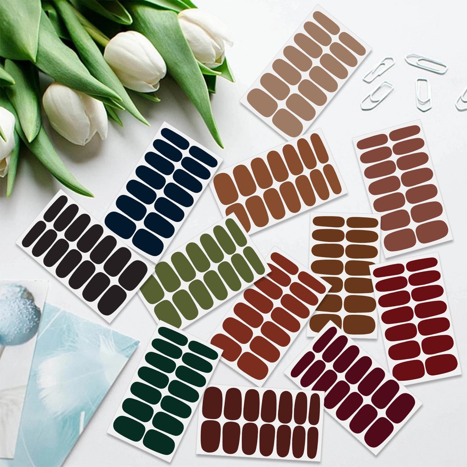 20 Sheets Solid Color Nail Polish Wraps Adhesive Gel Strips for Women Manicure