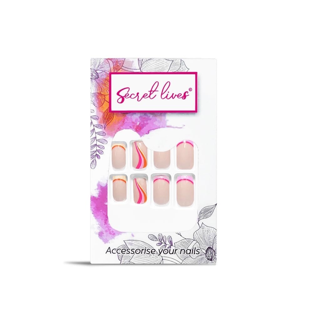Secret Lives Glossy Reusable Artificial Fake False Lightweight & 24 Nails Set