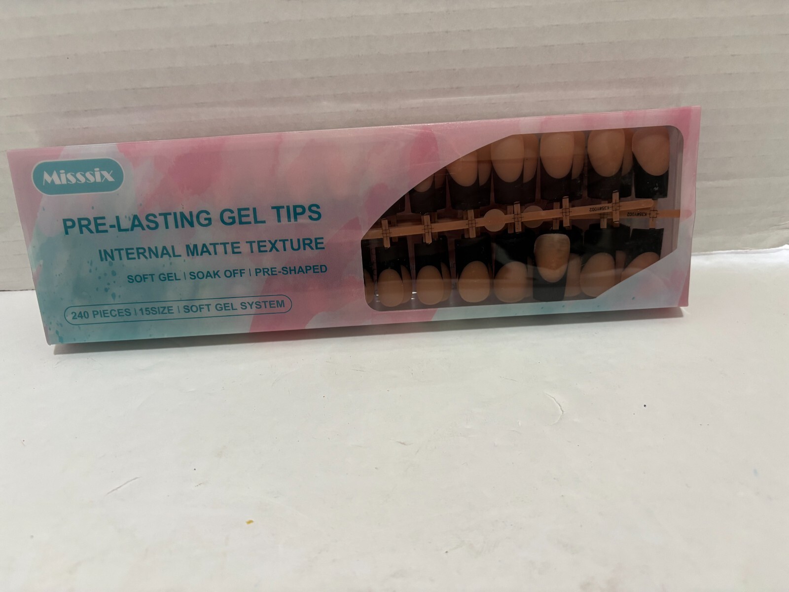 Misssix French Gel Nail Tips, 240 Count (Pack of 1), A-Long Square Black