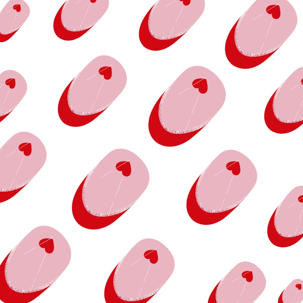 24 Pcs Red French Tip Press on Nails Short Almond with Glitter Design Valenti…