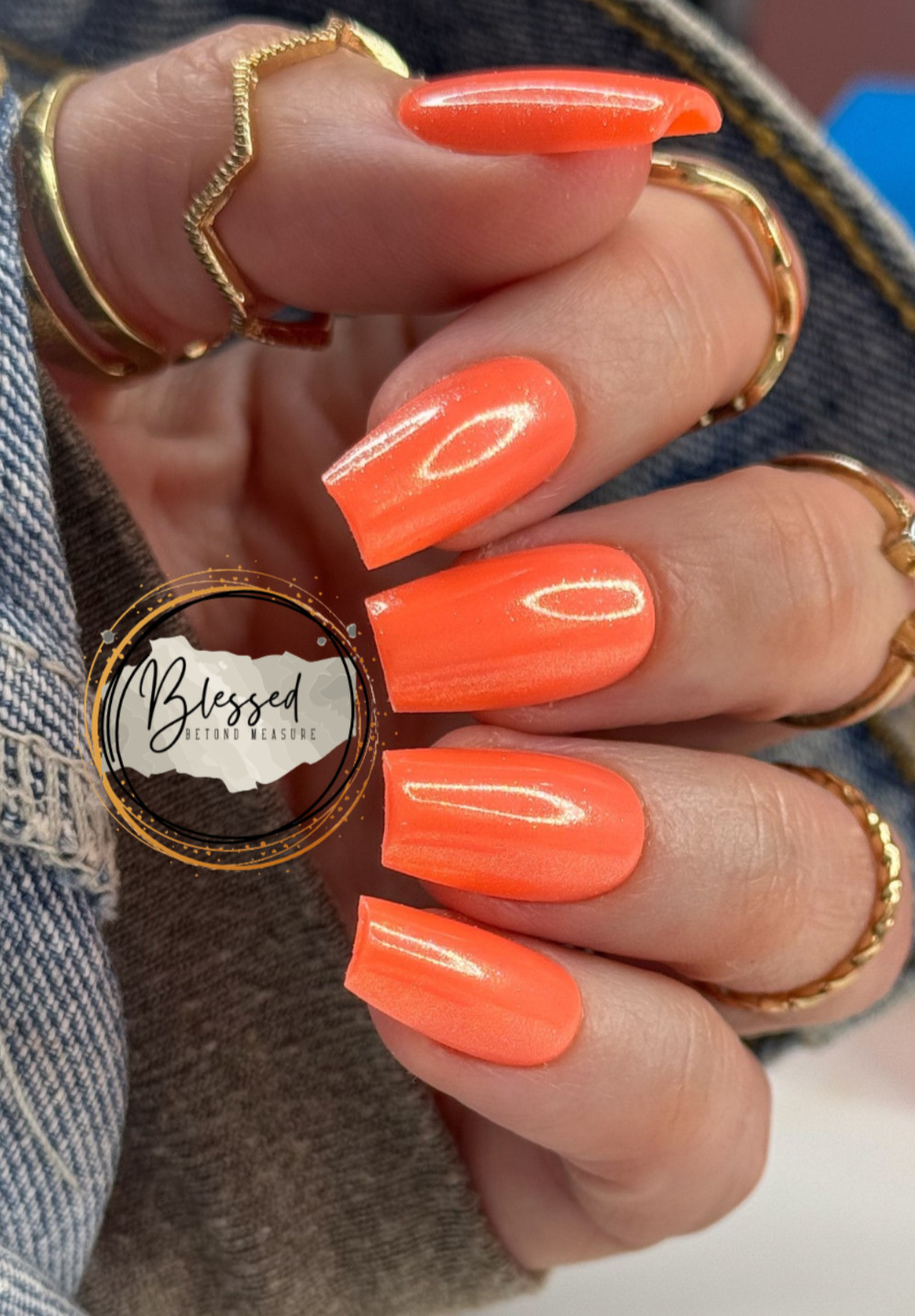 Red Aspen Press On Nails Artistic Ansel Long Coffin Orange Acrylic Glazed