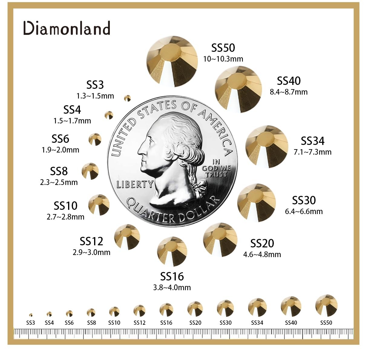 Diamonland Flatback Glass Crystal Rhinestones Rounds Gems for Bedazzling Nail…