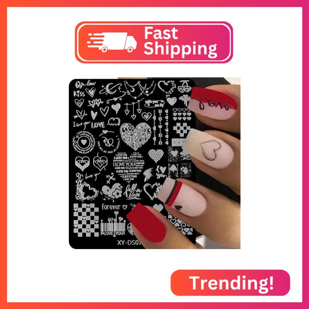 Valentine Nail Art Stamping Plate Kit, 4Pcs