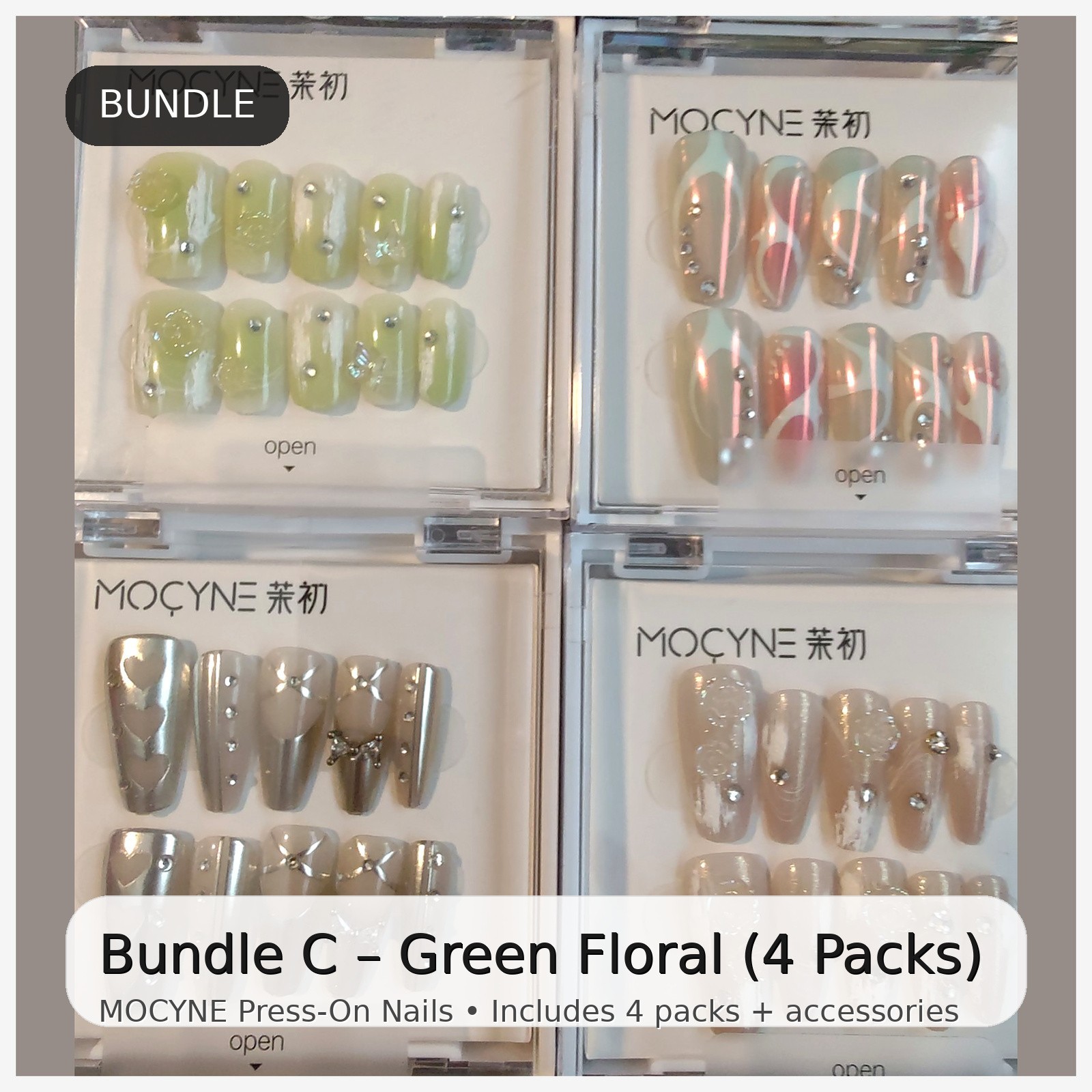 Press On Nails Bundle Lot 4-5 Sets Reusable Handmade Nail Kit w Glue Tabs