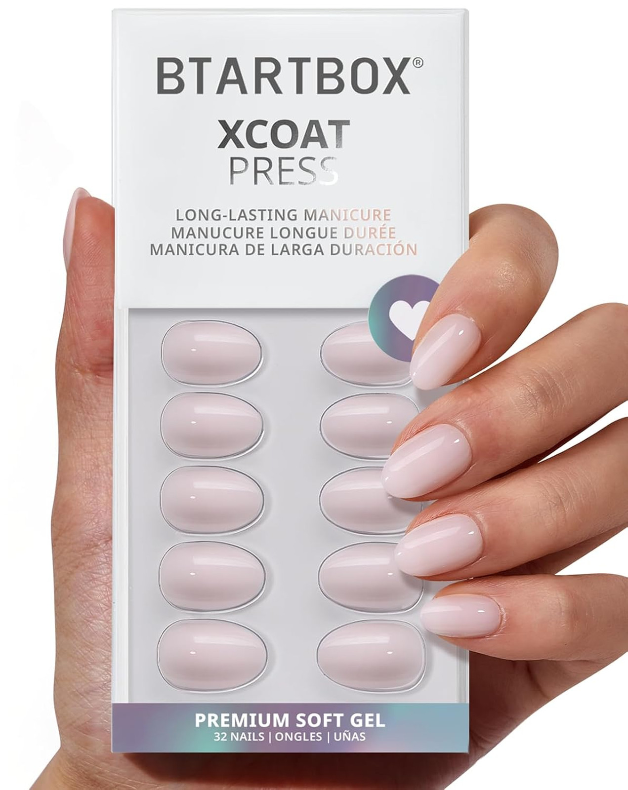 Press On Nails Almond Nail Kit Power Calm Lamp Cure Nude Pink Extra Short 16