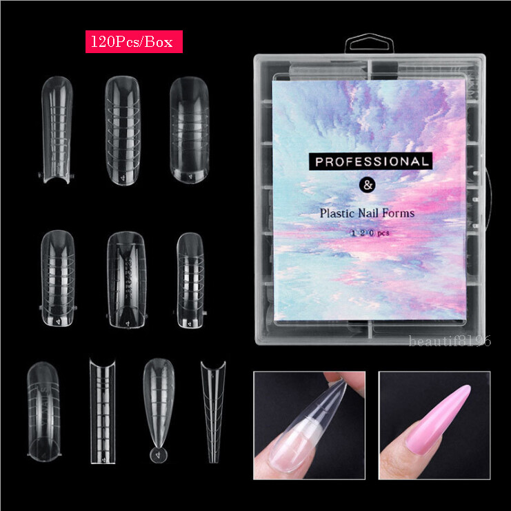 120 Pcs Various Nail Forms Nail Quick Building UV Gel Mold Tips Extension 12Size
