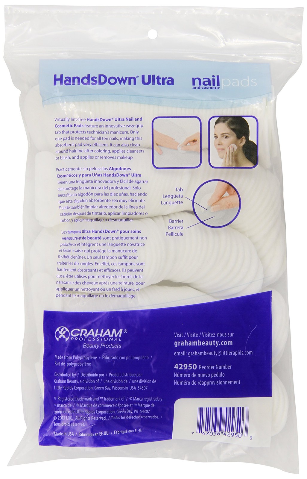 Graham Hands Down Ultra Nail and Cosmetic Pads, 240 Count (Pack of 1), White