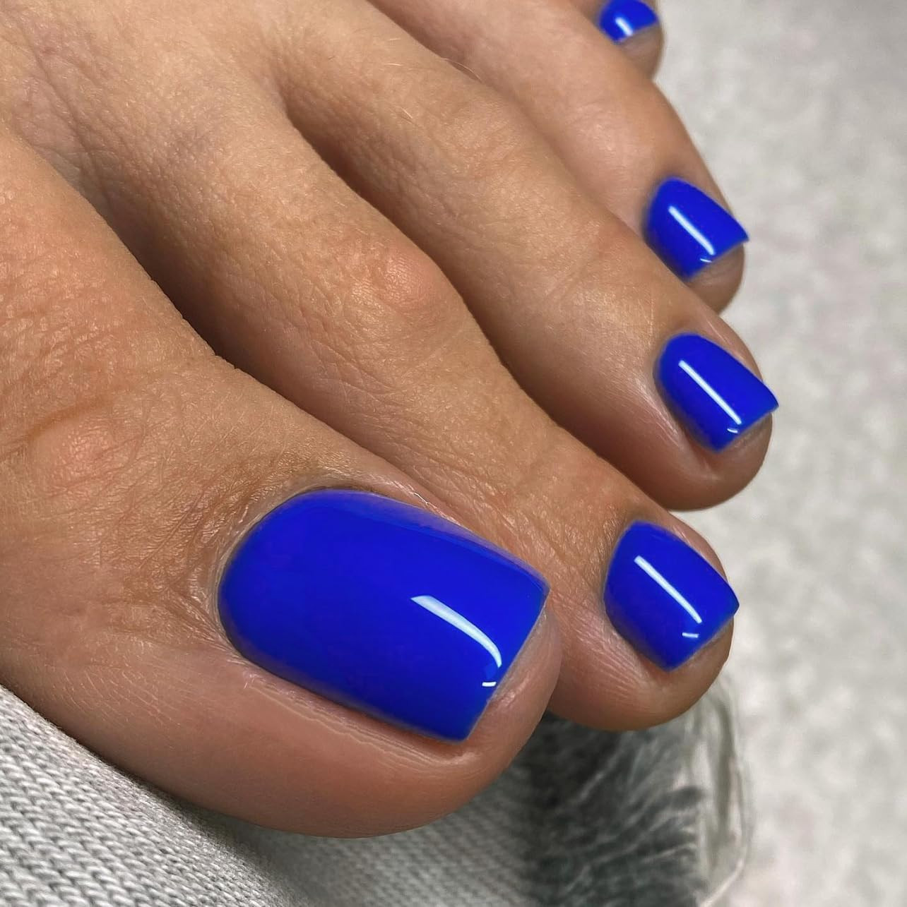 Royal Blue Press on Toes Nails Short Square,Solid Fake Toe Nails Glue