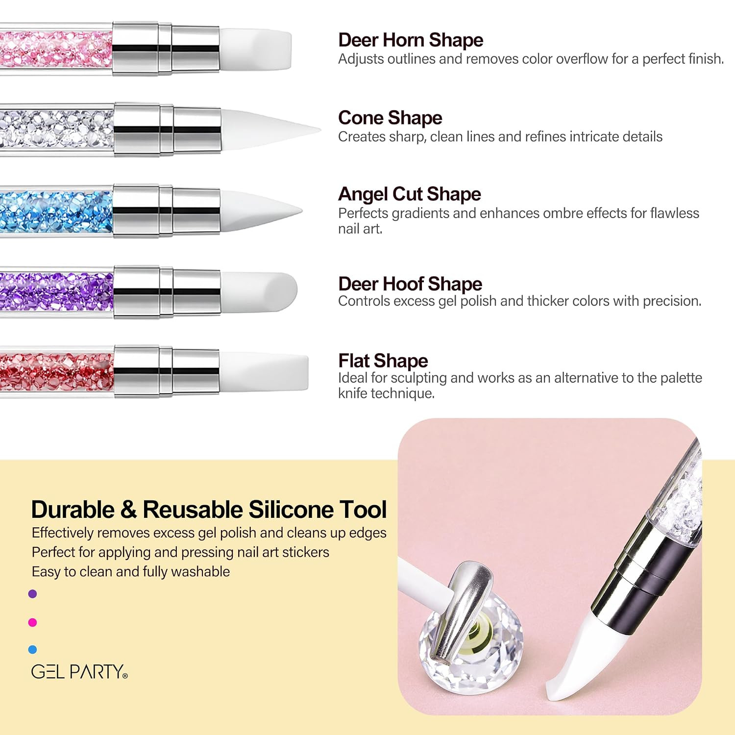 GELPARTY 21 Pcs Pastel Nail Art Brush Set for Gel Polish, Acrylic & Ombre – Prof