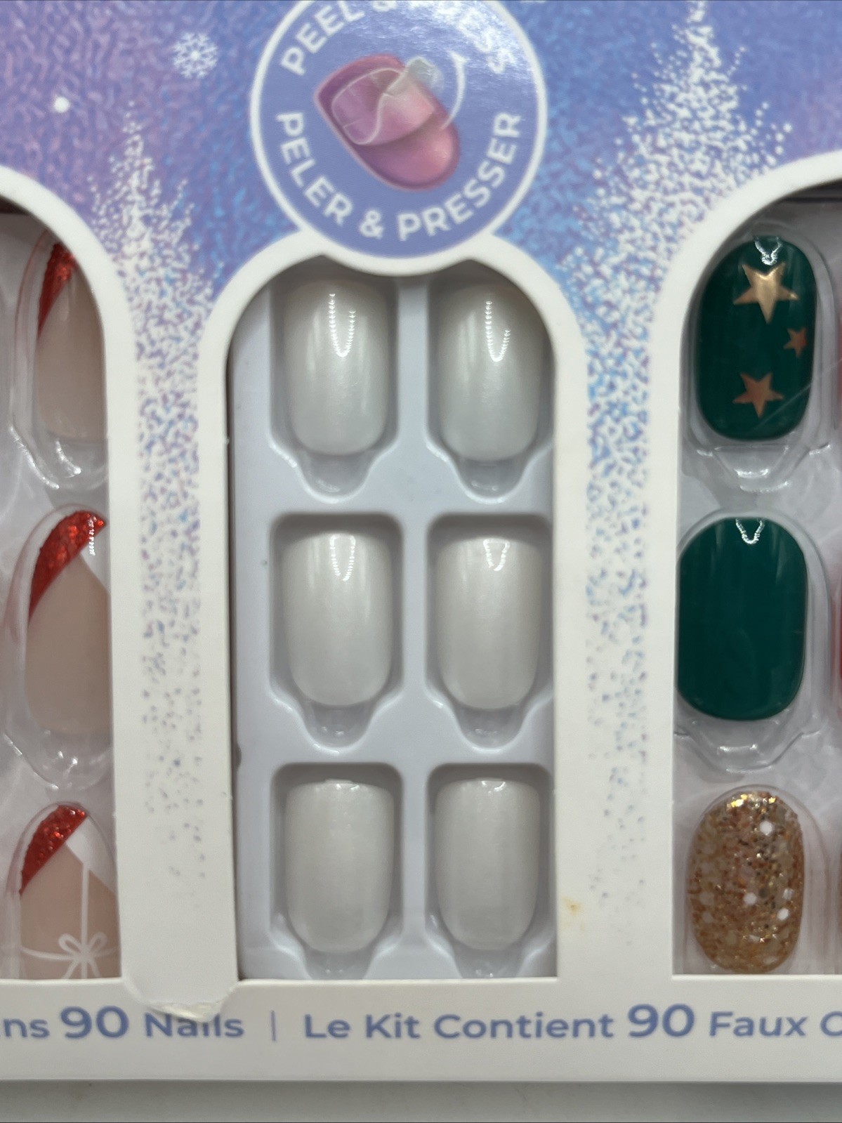 2 Kiss Impress The No Glue Mani 90 Christmas Nail Kit Press On Nails NEW