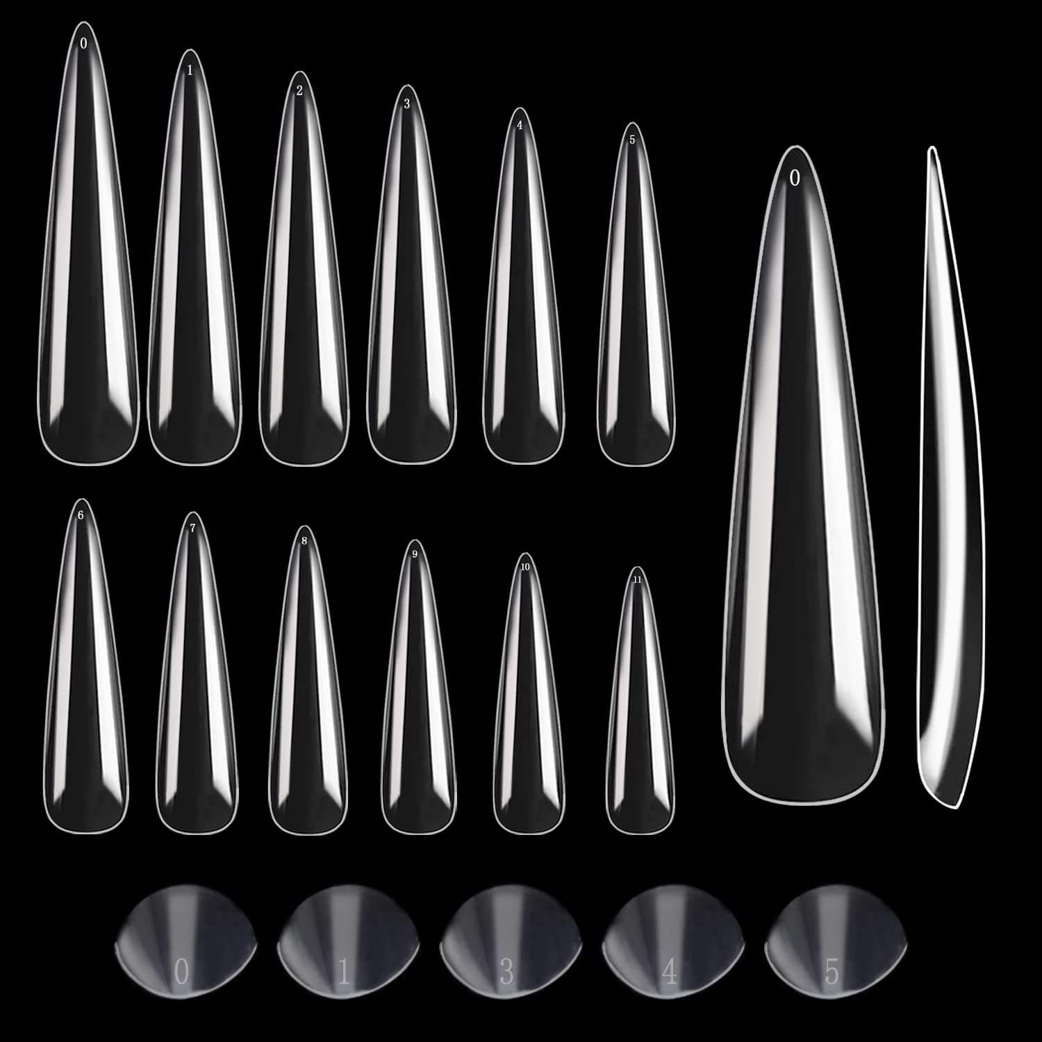 600PCS No C Curve Stiletto Nail Tips, XXXL Extra Long Stiletto Full Cover Nai…