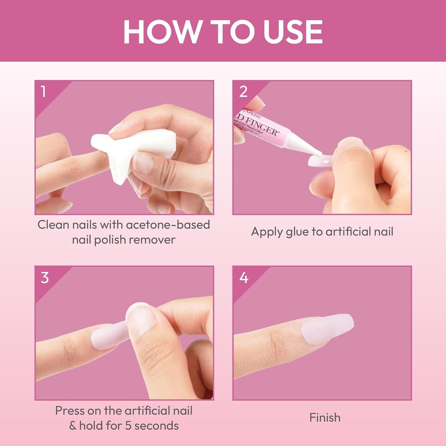 Pro Nail Glue 5-Pack | Fast-Drying, Super Strong, Water-Resistant, Easy Appli…