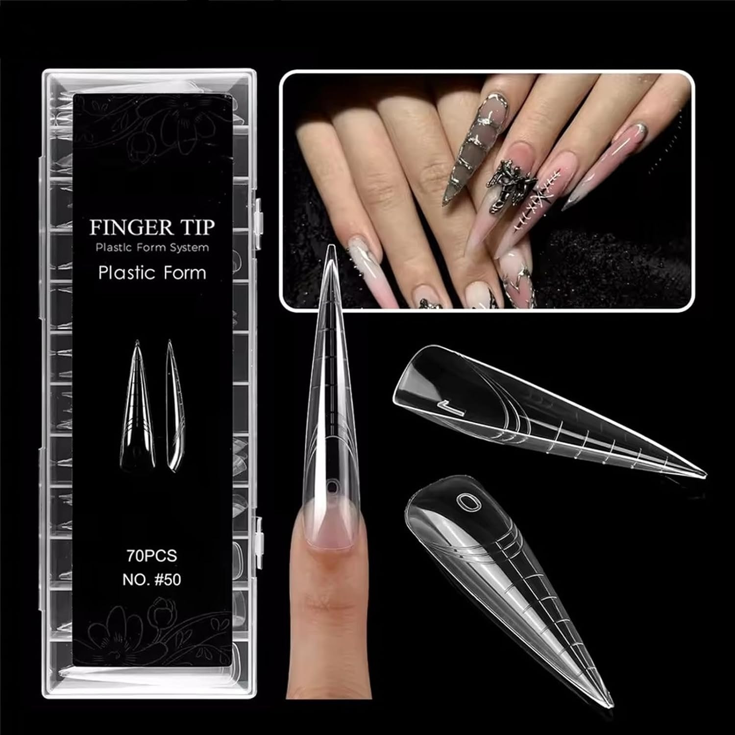 70Pcs Extra Long Stiletto Dual Nails Form for Poly Nail Gel Full Cover Nail Exte