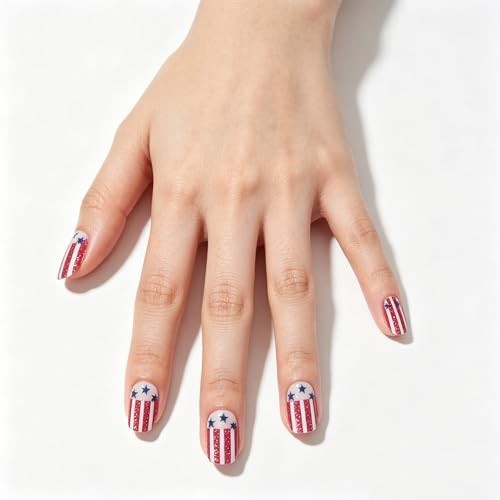 American Flag Acrylic Fake Nails 4th of July – Press on Nails – 4th of July 6