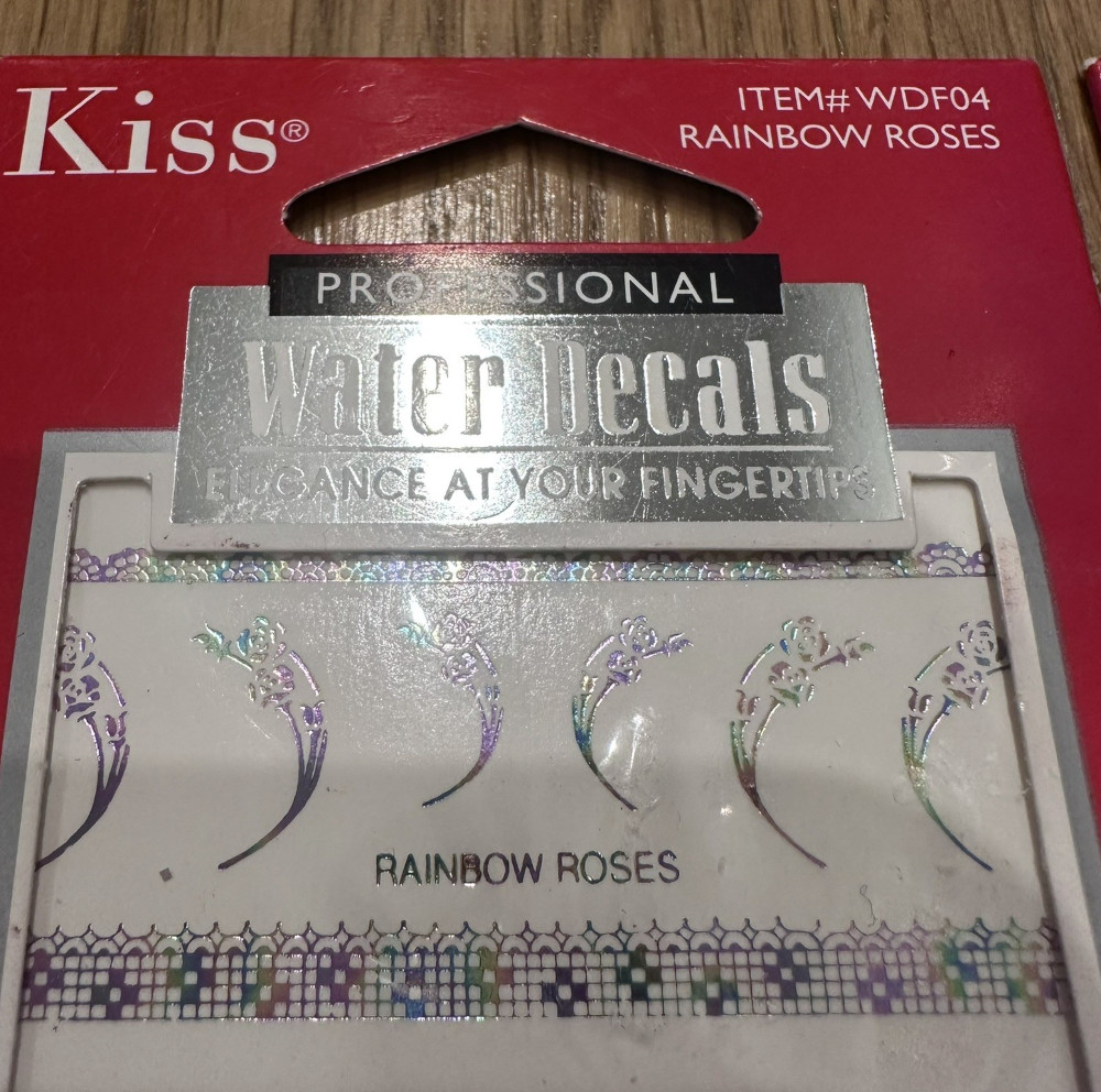 (2) Vintage Kiss Nail Water Decals Designs Butterfly Hearts Roses 90s 