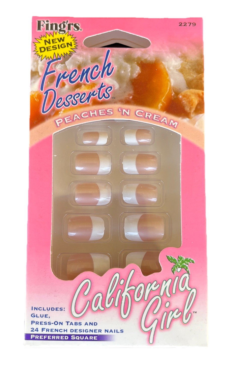 Fing’rs California Girl Lot Of 10 French Dessert Nails 24 pcs Peaches N Cream