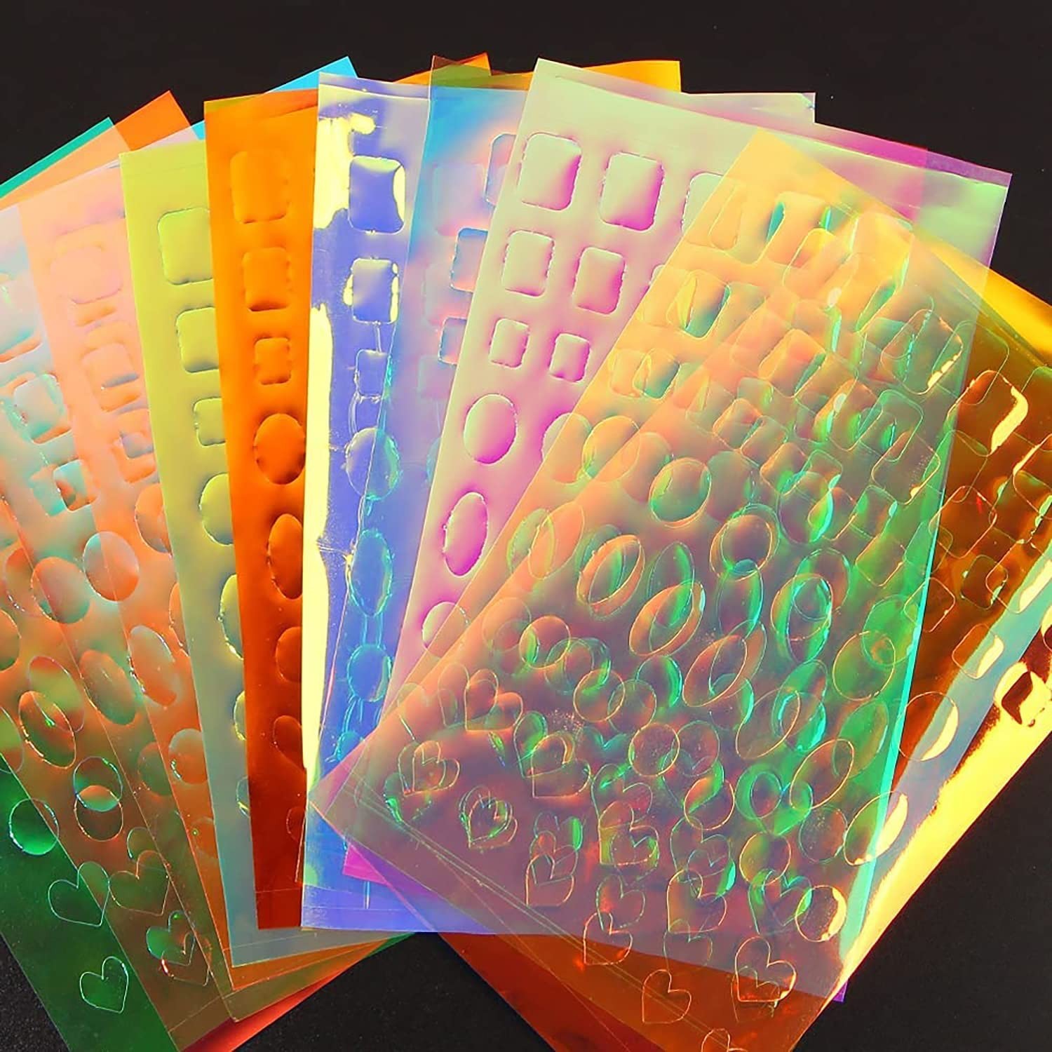 11 Sheets Aurora Nail Foil Stickers Holographic Iridescent Cellophane Nail Ar…