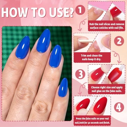 Almond Nails Short Set – 5 Pieces – Royal Blue